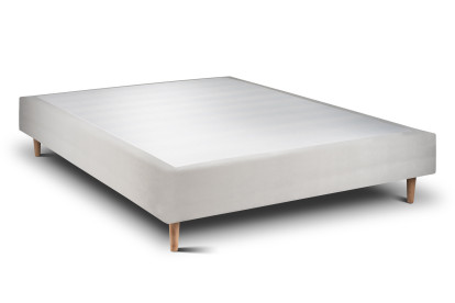 Lit 135x190 cm - Sommier tapissier H35 cm + tête de lit tapissée - Tissu Velours Gris Clair