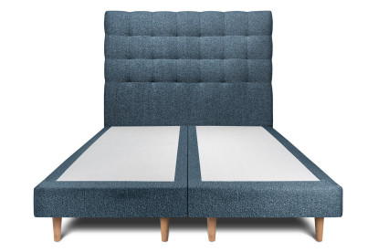 Lit 2x 90x200 cm - Sommier tapissier H29 cm + tête de lit capitonnée - Tissu Bouclette Bleu