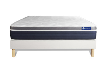 Ensemble Matelas Sommier 200x200 cm - Sommier Blanc (en kit) - Actilatex Confort