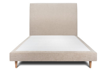 Lit 150x190 cm avec Tête de lit tapissée - Tissu Toile natté