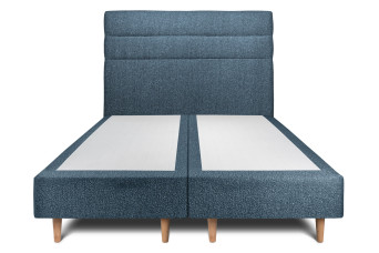 Lit 2x100x200 cm avec Tête de lit à lignes - Tissu Bouclette