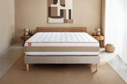 Ensemble Matelas Sommier 90x190 cm - Sommier Beige (déjà monté) - Le Délicat