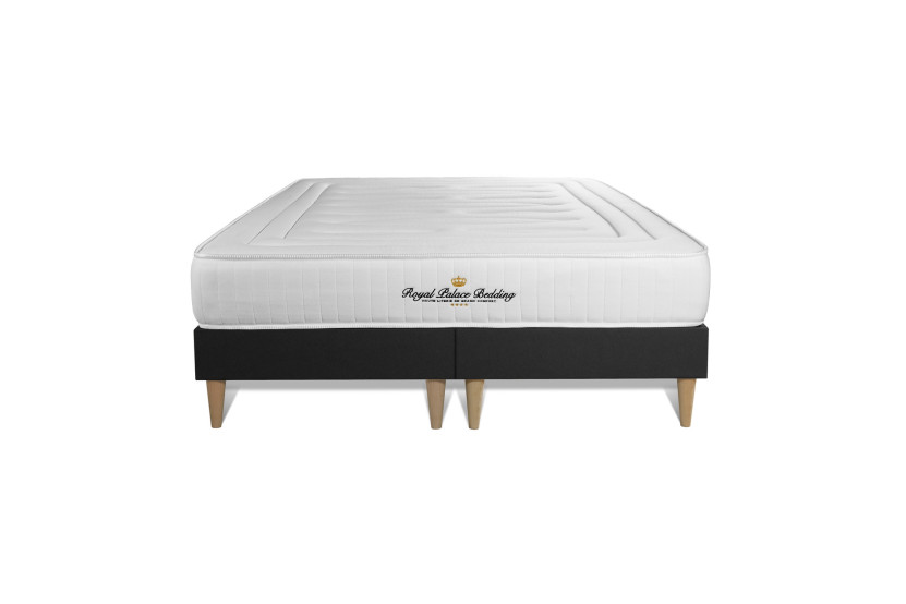 Pack lit complet 180x200 cm - Matelas + 2 Sommiers noirs + 2 oreillers + Couette - Lancaster