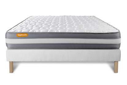 Ensemble Matelas Sommier 140x200 cm - Sommier Blanc (déjà monté) - Memo Plus