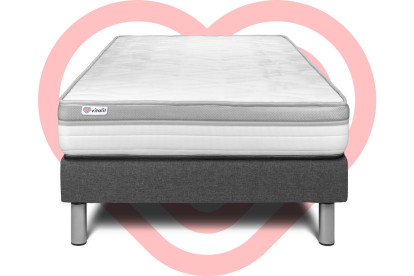 Ensemble Matelas Sommier 90x190 cm - Sommier Gris (en kit) - Vital Relax