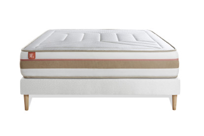 Ensemble Matelas Sommier 200x200 cm - Sommier Blanc (en kit) - Le Tendre