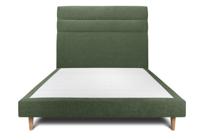 Lit 150x190 cm - Sommier tapissier H29 cm + tête de lit à lignes - Tissu Toile natté Vert Kaki