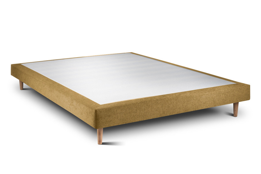 Lit 150x190 cm avec Tête de lit à lignes - Tissu Toile natté