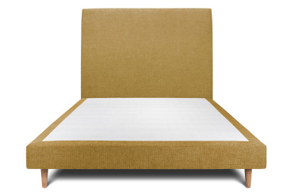 Lit 150x190 cm - Sommier tapissier H29 cm + tête de lit tapissée - Tissu Toile natté Jaune