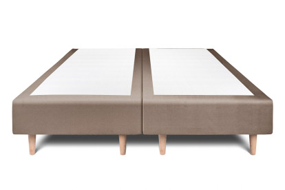Lit 2x 90x200 cm - Sommier tapissier H29 cm + tête de lit tapissée - Tissu Velours Taupe