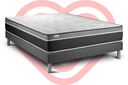 Ensemble Matelas Sommier 160x200 cm - Sommier Gris (en kit) - Vital Care