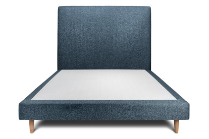 Lit 150x200 cm - Sommier tapissier H29 cm + tête de lit tapissée - Tissu Bouclette Bleu