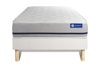 Ensemble Matelas Sommier 90x200 cm - Sommier Blanc (en kit) - Actilatex Soft