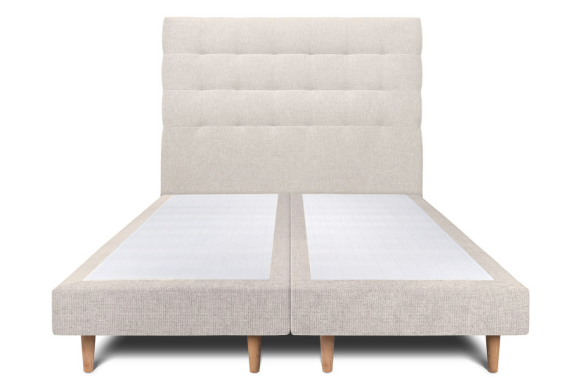 Lit 2x80x200 cm avec Tête de lit capitonnée - Tissu Toile natté