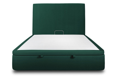 Lit coffre 160x200 cm avec Tête de lit tapissée - Tissu Velours Vert