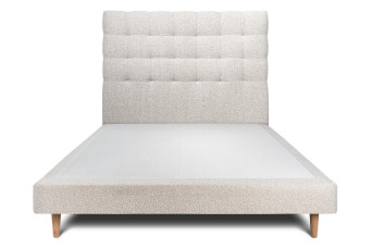 Lit 140x200 cm avec Tête de lit capitonnée - Tissu Bouclette
