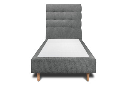 Lit 90x190 cm - Sommier tapissier H35 cm + tête de lit capitonnée - Tissu Toile natté Gris Anthracite