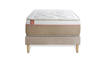 Ensemble Matelas Sommier 90x190 cm - Sommier Beige (déjà monté) - Le Soyeux