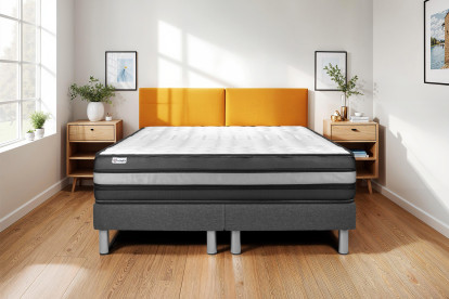 Ensemble Matelas Sommier 160x200 cm - 2 Sommiers Gris - Vital Power Zen