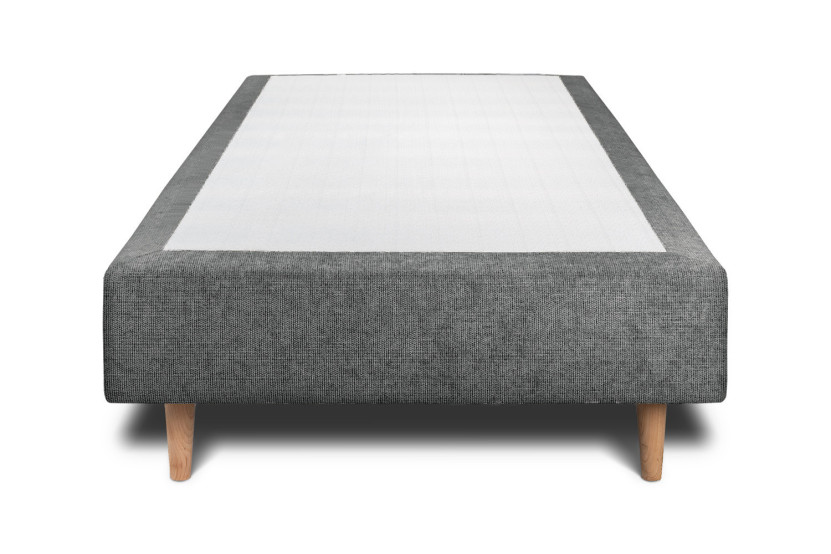 Lit 90x190 cm avec Tête de lit tapissée - Tissu Toile natté