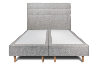 Lit 2x100x200 cm avec Tête de lit à lignes - Tissu Bouclette