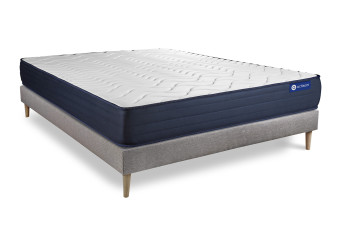 Ensemble Matelas Sommier 140x200 cm - Sommier Gris (en kit) - Actimemo Life