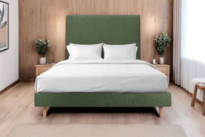 Sommier Tapissier 140x200 cm - H29 cm - Toile nattée - Vert kaki