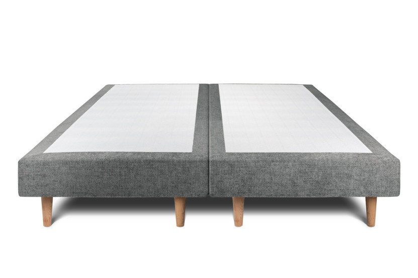 Lit 2x80x200 cm avec Tête de lit à lignes - Tissu Toile natté