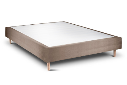 Lit 150x190 cm - Sommier tapissier H35 cm + tête de lit capitonnée - Tissu Velours Taupe