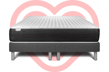 Ensemble Matelas Sommier 200x200 cm - 2 Sommiers Gris - Vitalspring