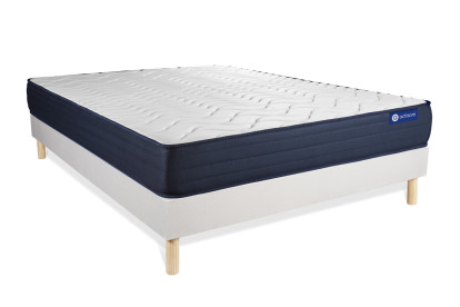 Ensemble Matelas Sommier 140x190 cm - Sommier Blanc (en kit) - Actilatex Life