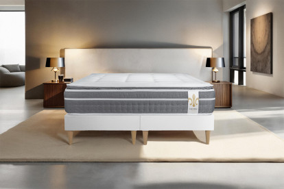 Ensemble Matelas Sommier 200x200 cm - 2 Sommiers Blanc - Trente PLUS