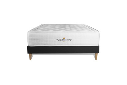 Ensemble Matelas Sommier 140x200 cm - Sommier Noir (déjà monté) - Buckingham