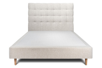 Lit 140x200 cm avec Tête de lit capitonnée - Tissu Bouclette