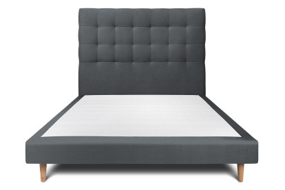 Lit 135x190 cm - Sommier tapissier H29 cm + tête de lit capitonnée - Tissu Velours Gris Anthracite