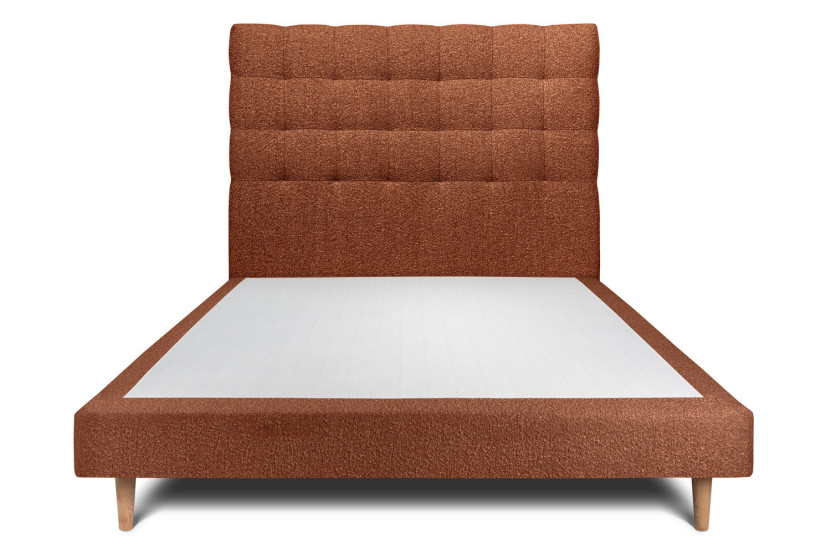 Lit 140x200 cm avec Tête de lit capitonnée - Tissu Bouclette