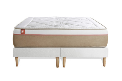 Ensemble Matelas Sommier 200x200 cm - 2 Sommiers Blanc - Le Soyeux