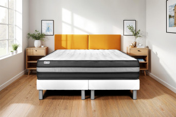 Ensemble Matelas Sommier 200x200 cm - 2 Sommiers Blanc - Vital Power Zen