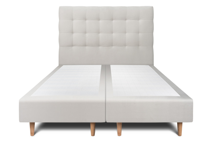 Lit 2x80x200 cm avec Tête de lit capitonnée - Tissu Velours