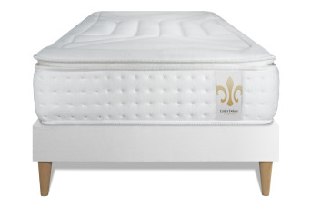Ensemble Matelas Sommier 90x190 cm - Sommier Blanc (en kit) - Vingt-Quatre PLUS