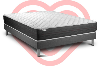 Ensemble Matelas Sommier 160x200 cm - Sommier Gris (en kit) - Vitalmemo One