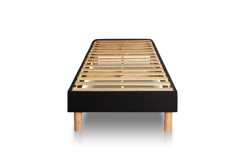 Ensemble Matelas Sommier 90x190 cm - Sommier Noir (en kit) - Supérieur