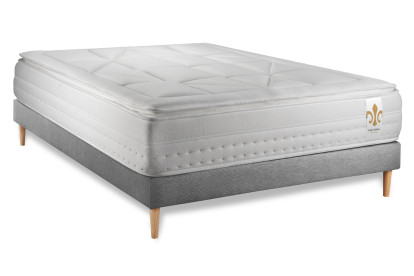 Ensemble Matelas Sommier 160x200 cm - Sommier Gris (en kit) - Vingt-Huit PLUS