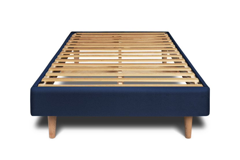 Lit 90x190 cm avec Tête de lit capitonnée - Tissu Velours