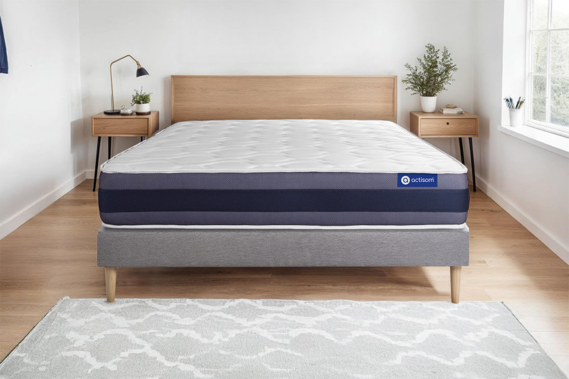 Ensemble Matelas Sommier 80x190 cm - Sommier Gris (en kit) - Actilatex Morpho