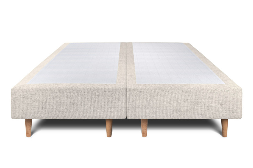 Lit 2x80x200 cm avec Tête de lit à lignes - Tissu Toile natté
