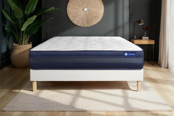 Ensemble Matelas Sommier 200x200 cm - Sommier Blanc (en kit) - Actimemo Tech