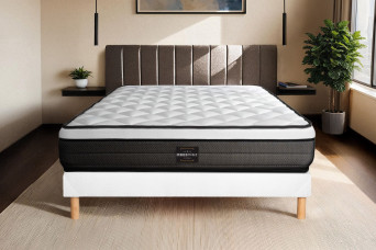 Ensemble Matelas Sommier 160x200 cm - Sommier Blanc (déjà monté) - Suite