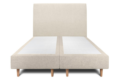Lit 2x 100x200 cm - Sommier tapissier H35 cm + tête de lit tapissée - Tissu Toile natté Beige Clair