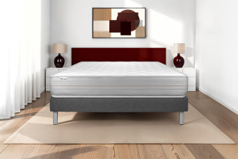 Ensemble Matelas Sommier 140x190 cm - Sommier Gris (en kit) - Vitalmemo